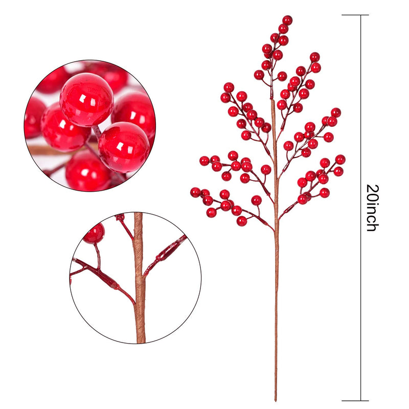  [AUSTRALIA] - Lvydec 4 Pack Artificial Red Berry Stems - 20 Inch Christmas Holly Berry Branches for Holiday Home Decor and Crafts Style-2