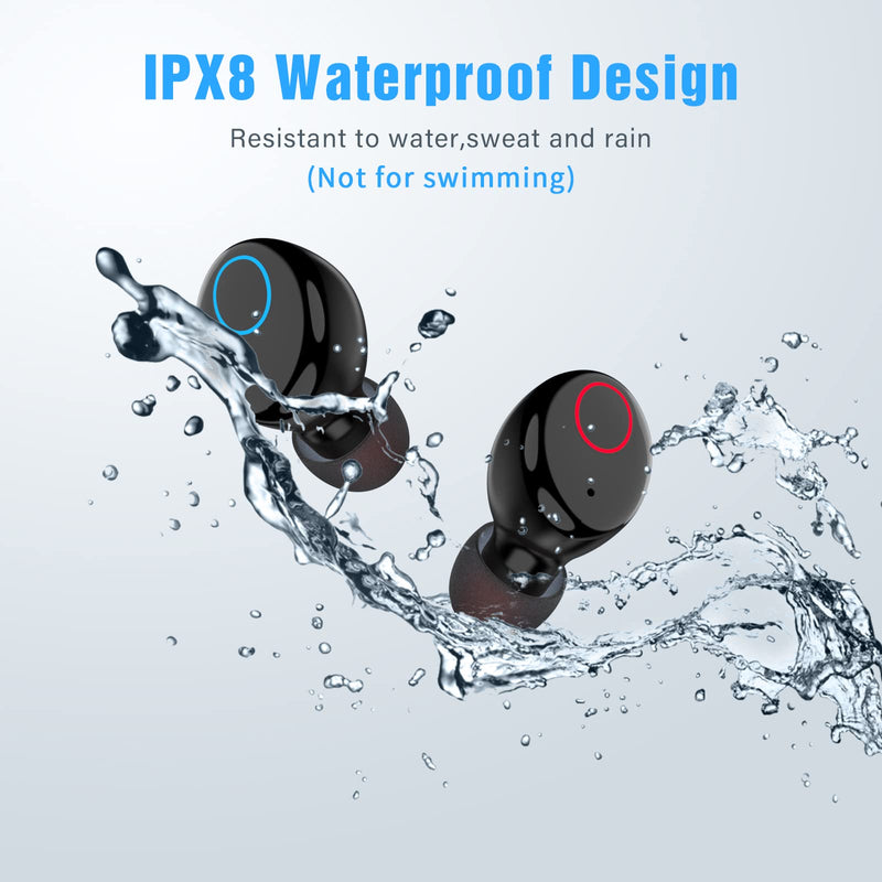  [AUSTRALIA] - Bluetooth Earbuds,kurdene Wireless Earbuds with Charging Case IPX8 Waterproof Bluetooth Headphones Bass Sound Earphones with Mics Touch Control in-Ear Headset for Sports,Home Black