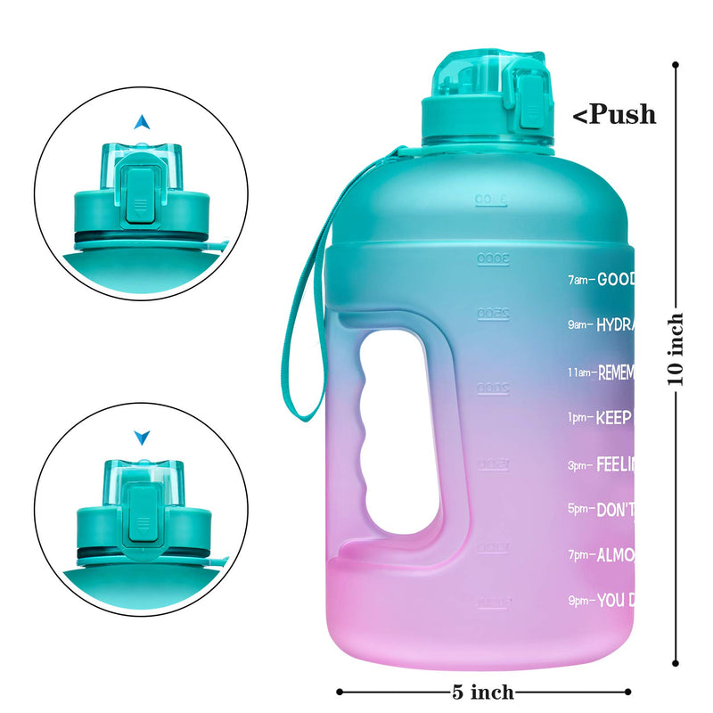  [AUSTRALIA] - Venture Pal Large 64oz Water Bottle with Motivational Time Maker & Chug Lid, Leak-Proof BPA Free Wide Mouth to Ensure You Drink Enough Water Throughout The Day for Fitness, Gym and Outdoor Sports A01-Green/Purple Gradient
