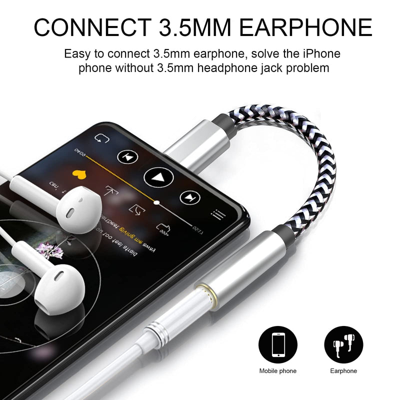  [AUSTRALIA] - [New Version] 3-in-1 Aux Cord for iPhone, Autynie 3.5mm Aux Cable Compatible with iPhone 13/12/11/7/X/8 Plus/XS Max/XR to Car Stereo/Speaker/Headphone, Support Newest iOS 13.1/14.7 Version or Above Silver