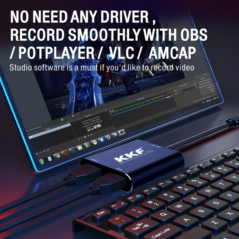  [AUSTRALIA] - KKF HDMI Video Capture Card, 4K USB 3.0 Capture Card for Live Streaming and Recording, 1080P 60FPS Game Capture Device Work on PS5 PS4 Xbox Nintendo Switch 3ds DSLR OBS with HD Ultra-Low Latency USB A 3.0