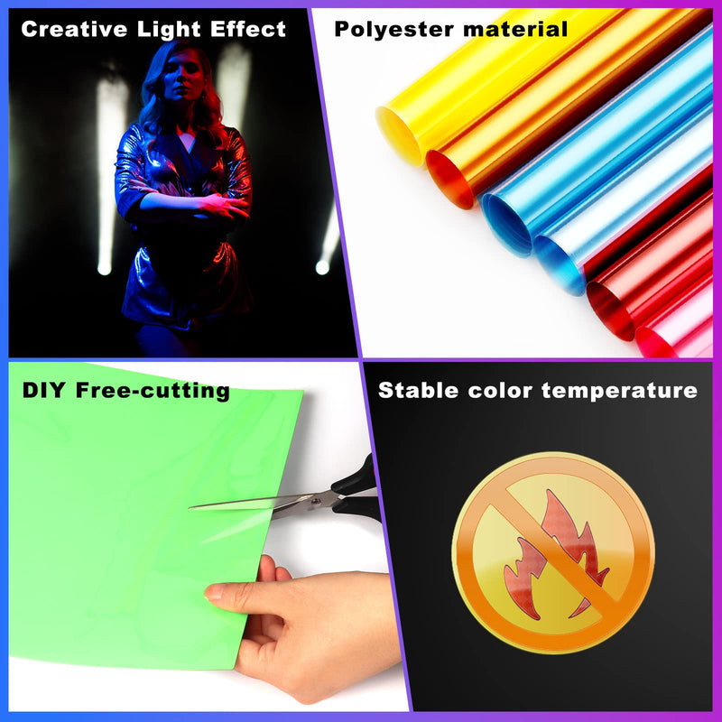  [AUSTRALIA] - 20 Pack Color Correction Gel Light Filter - 10x10 Inches Color Gel Filter for Lighting Effect, 20 Assorted Colors, Transparent Color Lighting Filter Sheet Filter Sheet Gels