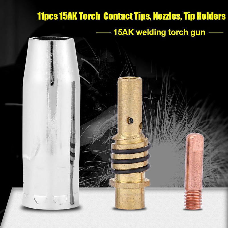  [AUSTRALIA] - Nozzle Welding Torch Contact, 15AK MIG/MAG Nozzles Tips Holders 11Pcs Semi-Automatic Welding Shroud Consumable Holder Kit