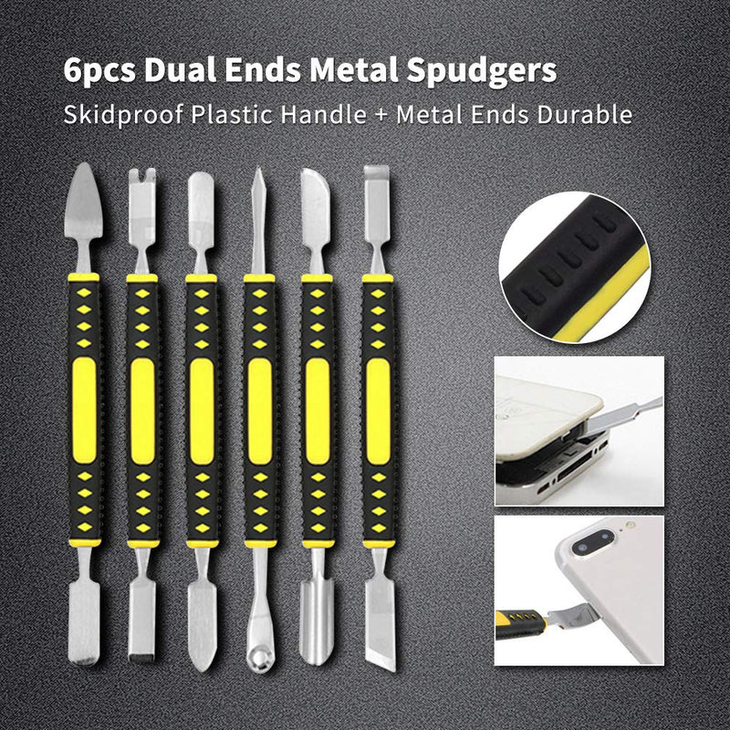  [AUSTRALIA] - 17 in 1 Electronics Repair Tools Opening Pry Tool Kit with Dual Ends Metal Spudgers and Black Tweezers for iPad Tablets Laptop Electronics Device Mobile Phone