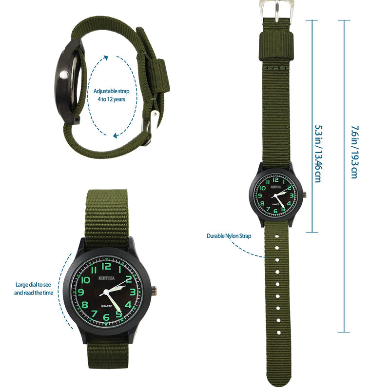 School Kids Army Military Wrist Watch Luminous Watch with Nylon Strap green - LeoForward Australia