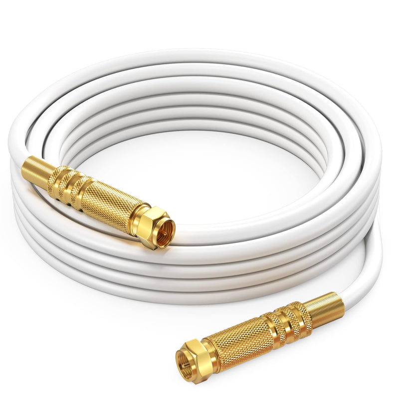  [AUSTRALIA] - RG6 COAXIAL Cable - Quad Shielded, [25ft / White] Non-Oxygen Copper Cable Wire for TV, Internet & More - Flexible Coax Cable Cord 25 Feet 1 Pack