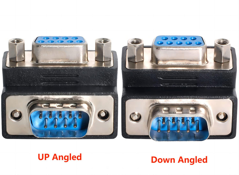  [AUSTRALIA] - chenyang RS232 D-Sub 9Pin Male to Female 90 Degree UP + Down Angled Extension Adapter