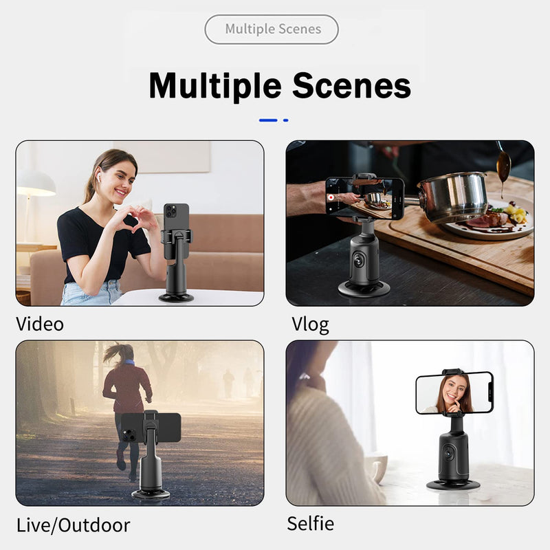  [AUSTRALIA] - Auto Face Tracking Phone Holder with Remote,Korecase 360°Rotation Following Face Body Smart Shooting Tracking Tripod Phone Camera Mount for Live Vlog,Tiktok,Rechargeable Battery,No App,Black Black