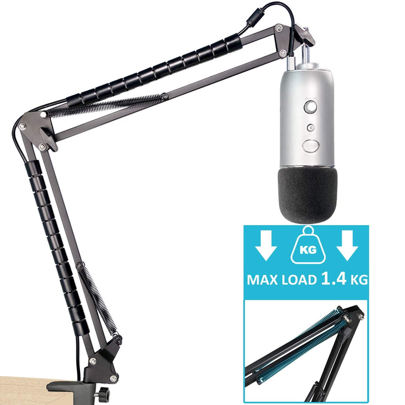  [AUSTRALIA] - Yeti Mic Boom Arm Stand with Pop Filter, Compatible with Blue Yeti, Blue Yeti Pro USB Microphone with Cable Sleeve by SUNMON