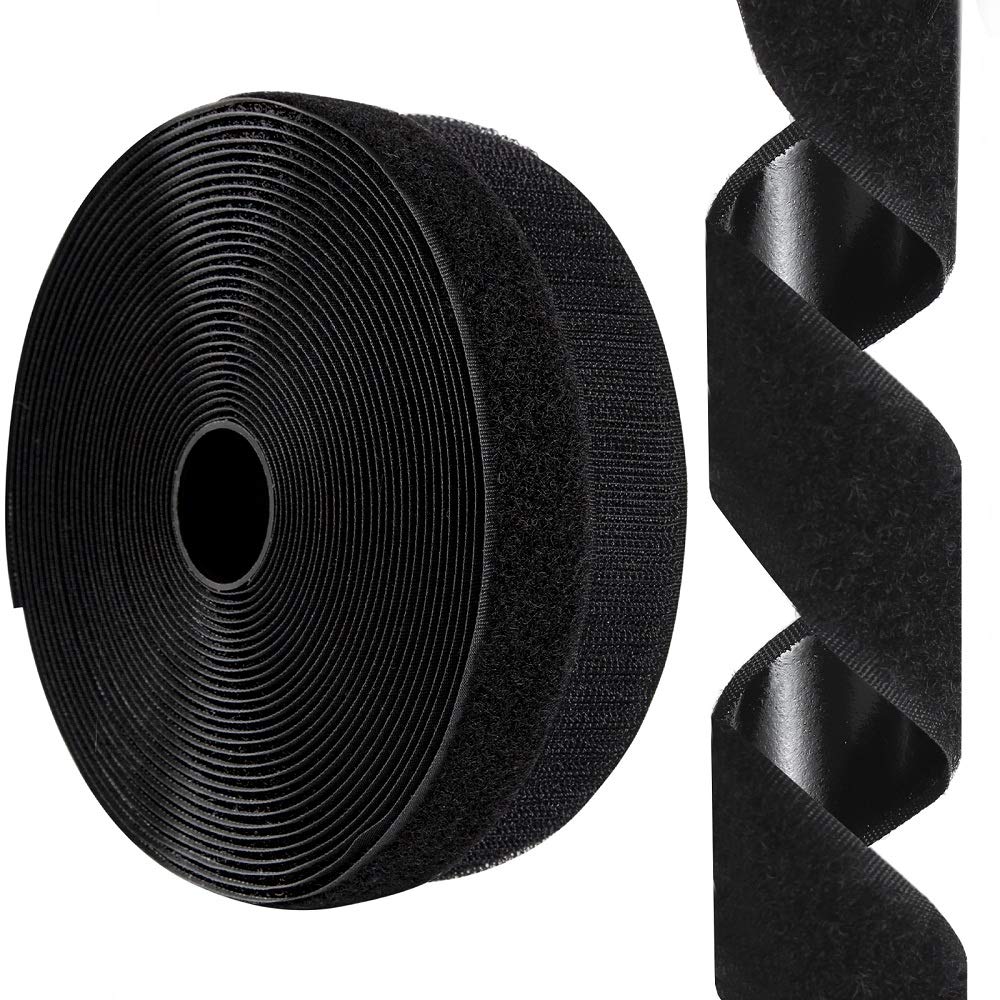  [AUSTRALIA] - 1 Inch x 26 Feet Hook and Loop Tape Sticky Back Fastener Roll, Nylon Self Adhesive Heavy Duty Strips Fastener for Home Office School Car and Crafting Organization 26ft x 1in Black 1