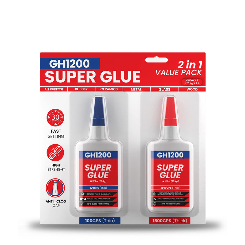  [AUSTRALIA] - 2 Oz Value Pack (57-Gram) Strong Super Glue All Purpose with Anti Clog Cap. Super Fast Thick and Strong Adhesive SuperGlue. Cyanoacrylate Glue for Hard Plastics, DIY Craft, Metal and Many More 2