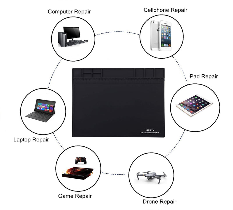 Anti Static Mat, HPFIX ESD Mat Heat Resistant with Grounding Wire and ESD Wristband, Silicone Repair Mat for Computer, PC Building, Eelectronics - LeoForward Australia