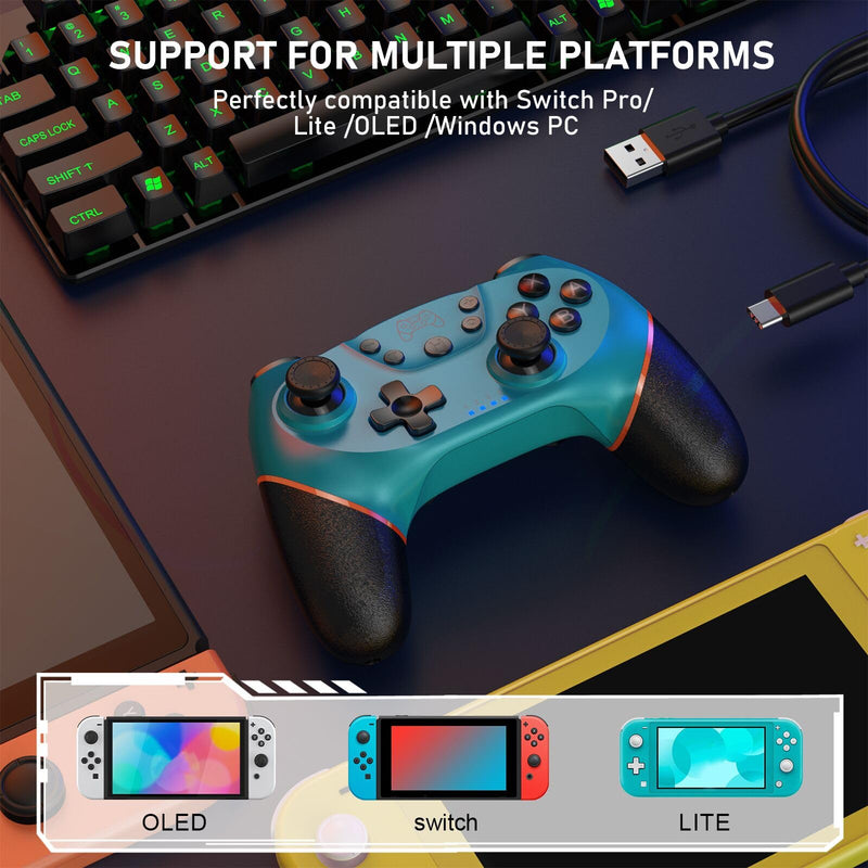  [AUSTRALIA] - Diswoe Controller for Switch, Wireless Pro Controller for Switch/Switch Lite/Switch OLED, Remote Gamepad with Joystick, Adjustable Turbo Vibration with Programmable Function - Blue Blue PF
