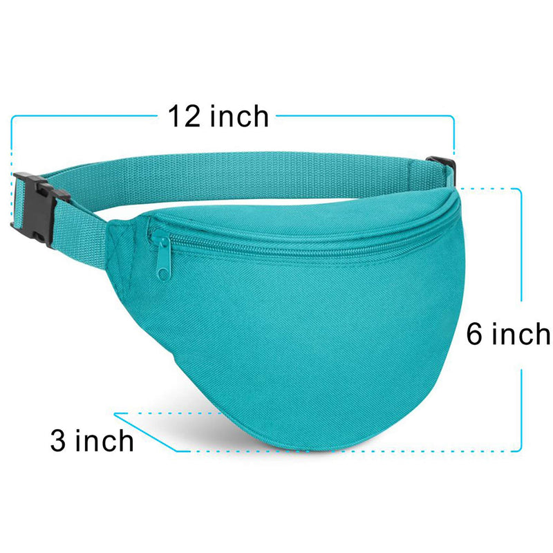 BuyAgain Fanny Pack, Unisex 2 Zipper Quick Release Buckle Travel Sport Running Waist Fanny Pack Teal - LeoForward Australia