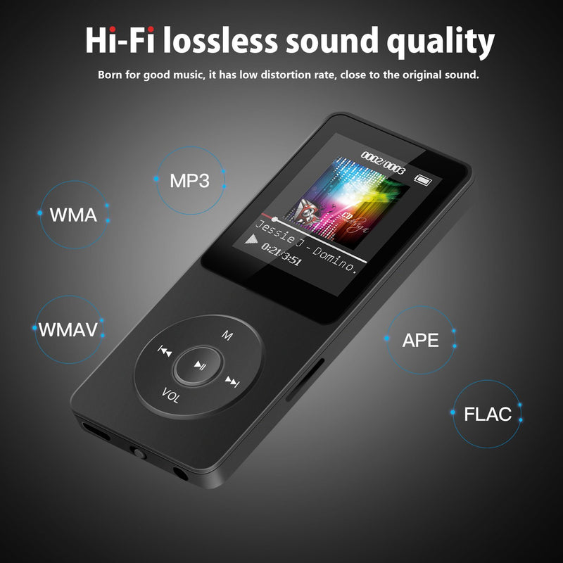 AGPTEK A02S 16GB MP3 Player with FM Radio, Voice Recorder, 70 Hours Playback and Expandable Up to 128GB, Black - LeoForward Australia