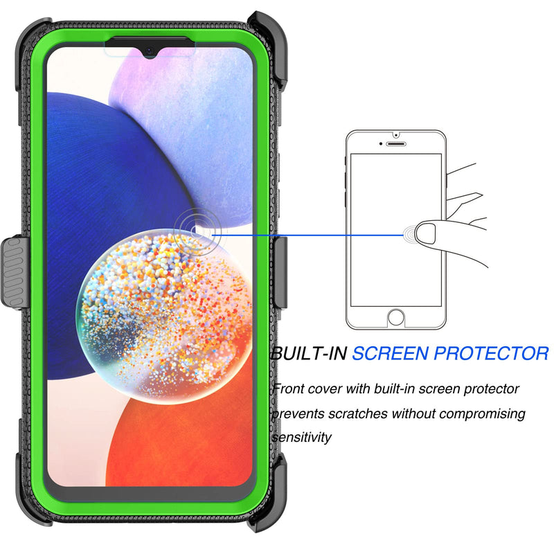  [AUSTRALIA] - Galaxy A54 5G Case, Galaxy A54 5G Holster, Tekcoo [Tshell] Shock Absorbing [Built-in Screen] [Kickstand Locking Belt] Carrying Secure Swivel Defender Full Body Cover for Samsung A54 5G Green T-Green