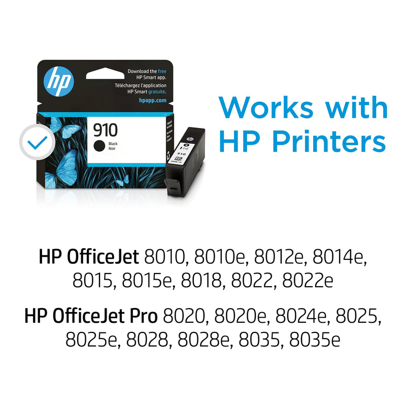 Original HP 910 Black Ink Cartridge | Works with HP OfficeJet 8010, 8020 Series, HP OfficeJet Pro 8020, 8030 Series | Eligible for Instant Ink | 3YL61AN - LeoForward Australia