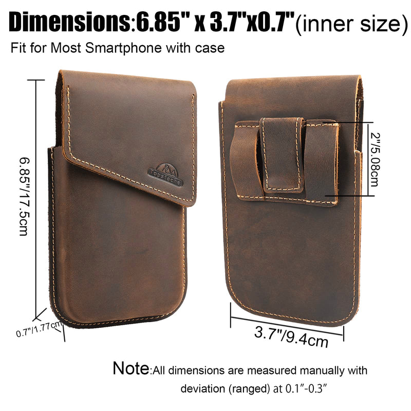  [AUSTRALIA] - Topstache Leather Phone Holster,Samsung S22 Plus Belt Holder, iPhone 13 Pro Max Case for Belt,Universal Phone Pouch with Belt Clip for iPhone 14 Pro Max, Flip Cellphone Cases Darkbrown