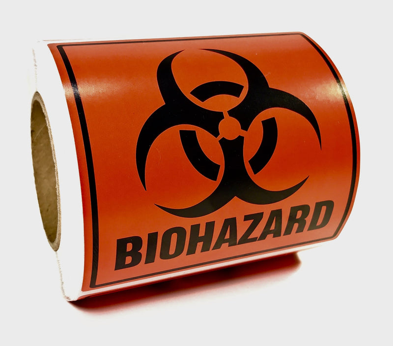 Biohazard 3" x 3" Perforated Labels / Stickers 250 Count Roll. Fluorescent Red-Orange Hazmat Warning Safety Decal - LeoForward Australia