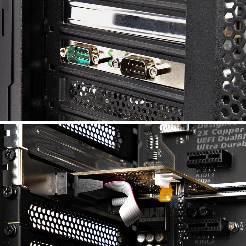  [AUSTRALIA] - StarTech.com 2-Port PCI Express Serial Interface Card, Dual Port PCIe to RS232 (DB9) Serial Card, 16C1050 UART, Low/Full Profile Brackets, COM Retention, for Windows/Linux (21050-PC-SERIAL-LP)