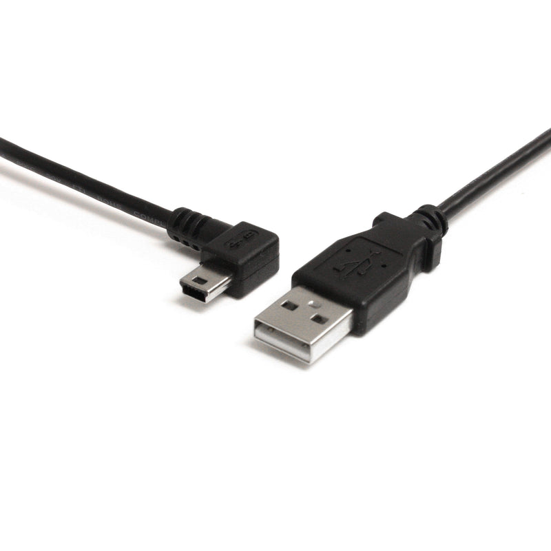  [AUSTRALIA] - StarTech.com 3 ft. (0.9 m) Left Angle Mini USB Cable - USB 2.0 A to Left Angle Mini B - Black - Mini USB Cable (USB2HABM3LA) 3 ft / 1m