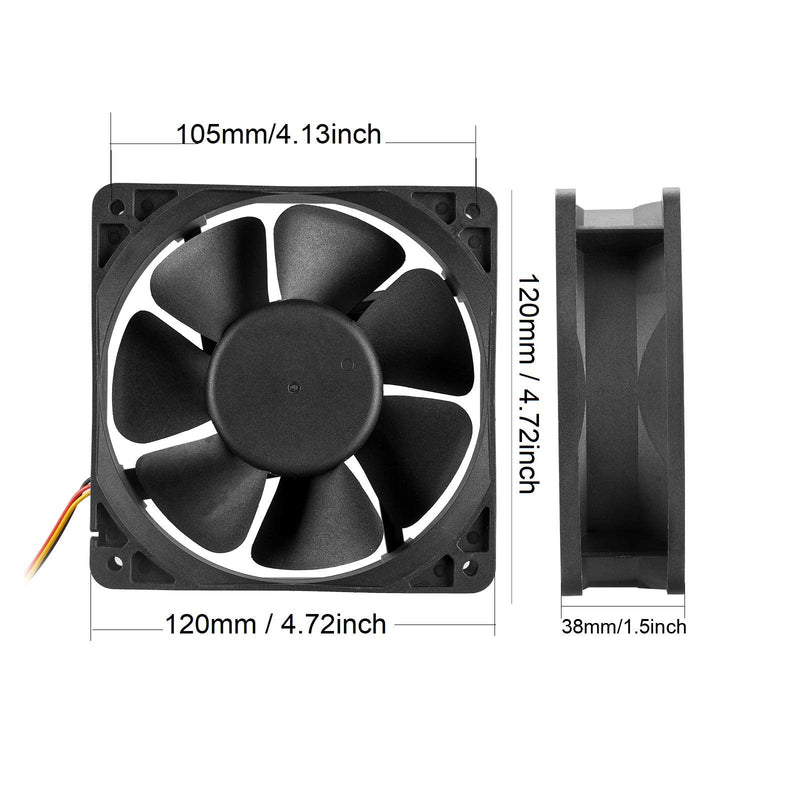  [AUSTRALIA] - 120mm 12V IP65 Waterproof Fan High Speed 12V DC 120mm 12038 3Pin Ventilation Cooling Fan 3500RPM