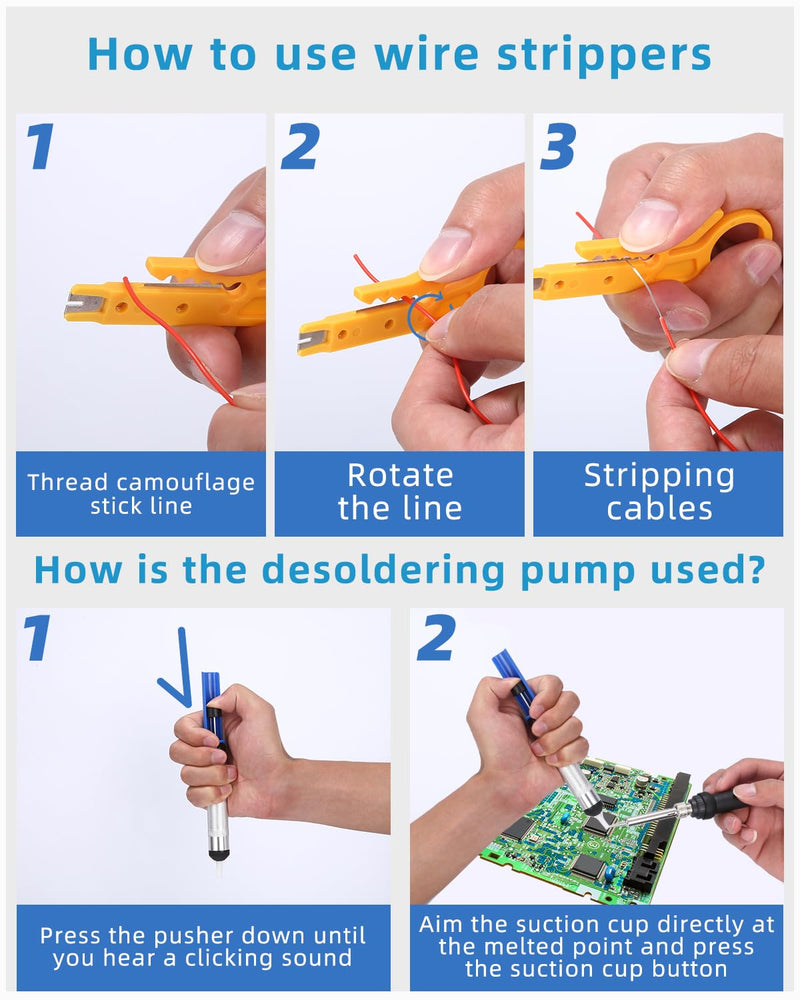  [AUSTRALIA] - Zawaer soldering iron set, soldering iron 16 in 1 soldering set 60W soldering station with temperature adjustable 200-450°C, 5 soldering tips, desoldering pump, solder, tweezers, soldering set for electrical work and household use.