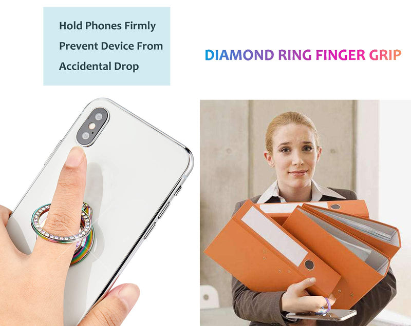  [AUSTRALIA] - lenoup Iridescent Glitter Bling Bling Phone Ring Holder,Rainbow Sparkle Phone Ring Artificial Diamond Stand,Teal Rhinestone Cell Phone Finger Ring