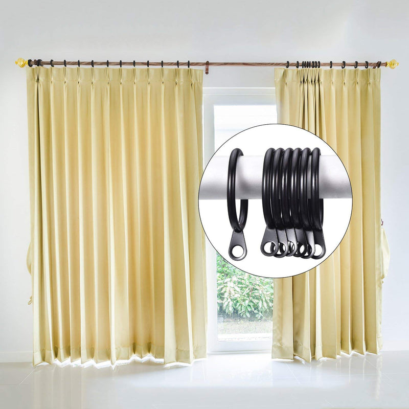  [AUSTRALIA] - Shappy 40 Packs Metal Drapery Curtain Rings Hanging Rings for Curtains and Rods, Drape Sliding Eyelet Rings 30 mm Internal Diameter (Black) Black