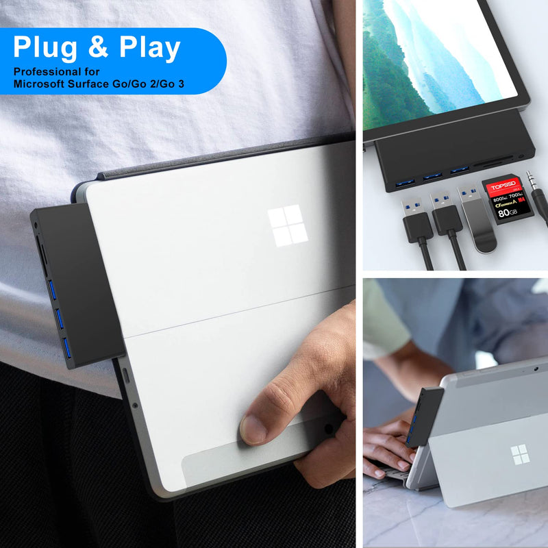  [AUSTRALIA] - Surface Go/Surface Go 2/Surface Go 3 Hub Docking Station, 6 in 2 Surface Go 3 USB Adapter with SD/TF Card Slot + USB 3.0/2.0 + 3.5mm Audio Port SD/CF