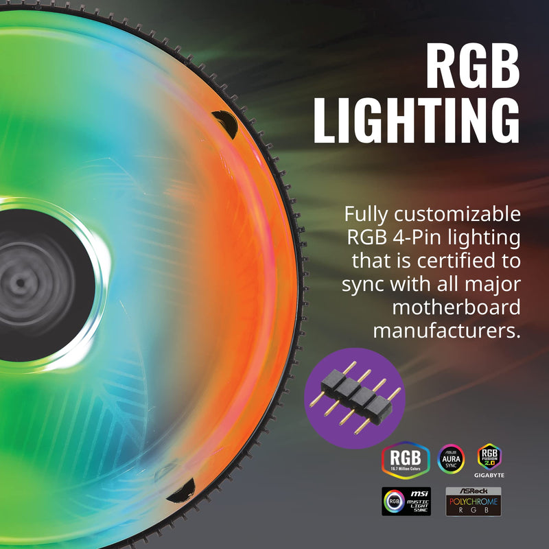  [AUSTRALIA] - Cooler Master i71C RGB Intel Low-Profile CPU Air Cooler, Anodized Black Aluminum Fins, Copper Insert Base, MF120 RGB 4-Pin Lighting Fan for Intel LGA1151