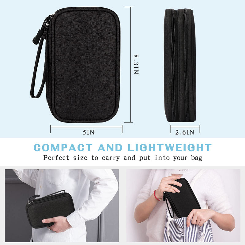  [AUSTRALIA] - FYY Electronic Organizer, Travel Cable Organizer Bag Pouch Electronic Accessories Carry Case Portable Waterproof Double Layers Storage Bag for Cable, Cord, Charger, Phone, Earphone, Medium Size, Black Double Layer-M