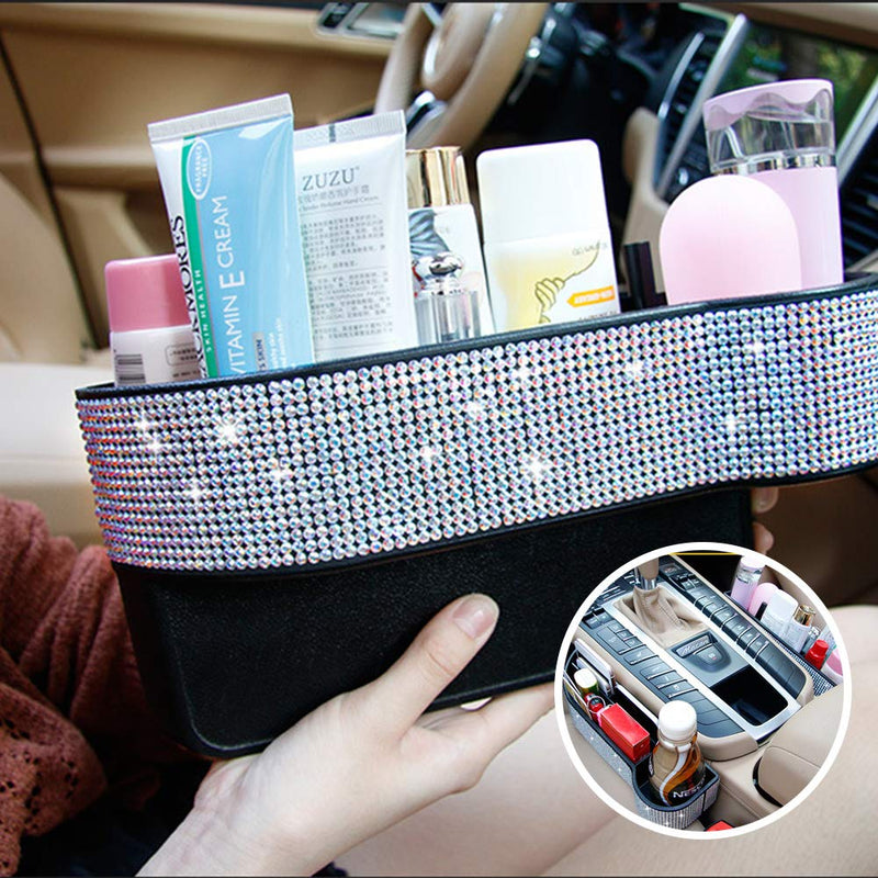  [AUSTRALIA] - eing Car Seat Side Drop Organizer,Side Slit Car Seat Gap Filler,Car Seat Console Storage Organizer,Bling Crystal Car Seat Pockets with Cup Holder and Two Charging Ports,1PC for Co-Driver A2-1 PC Co-Driver