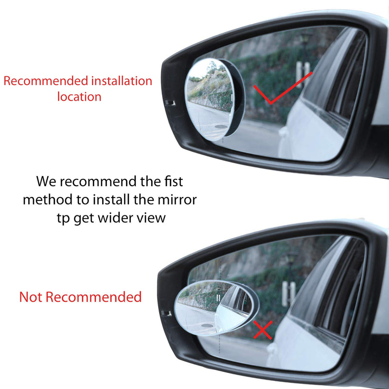  [AUSTRALIA] - LivTee Blind Spot Mirror, Oval HD Glass Frameless Convex Rear View Mirror with wide angle Adjustable Stick for Cars SUV and Trucks, Pack of 2