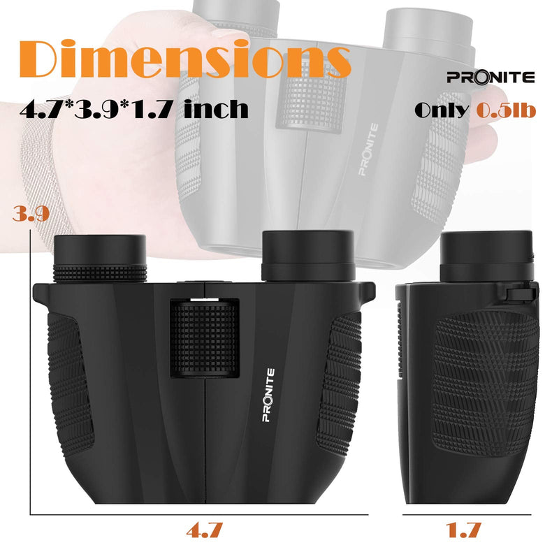  [AUSTRALIA] - Compact Binoculars Telescope for Adults PRONITE - 10x25 HD Small Binoculars for Bird Watching with HD BAK-4 Prism FMC Lens,Powerful Binoculars for Hunting, Outdoor Sport Games, Traveling and Concert