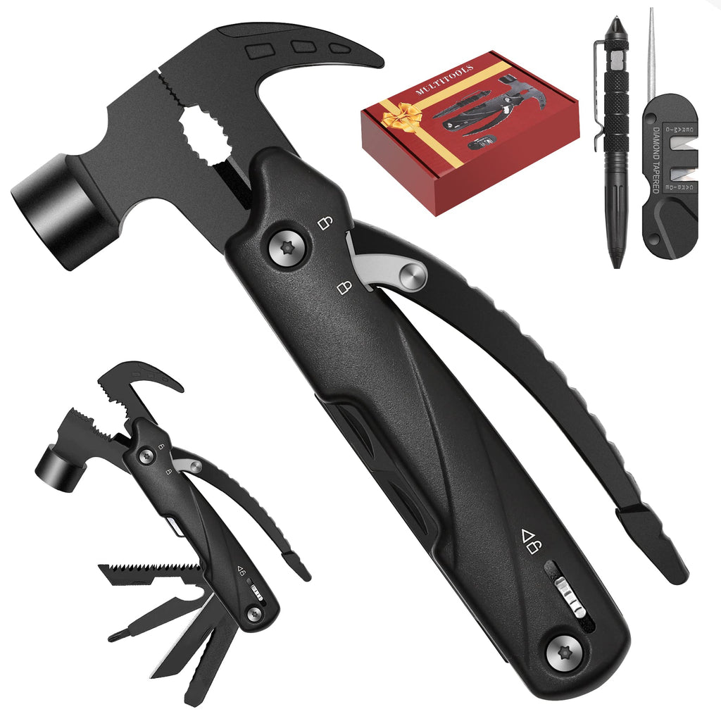  [AUSTRALIA] - Gifts for Dad, 12-in-1 Mini Multitool with Tactical Pen, Portable Survial Tools Set for Camping/Hiking/Spring Outing/Hunting, Anti-Rust Hammer with Safety Lock, Best Gift for Men Husband Boyfriend Him