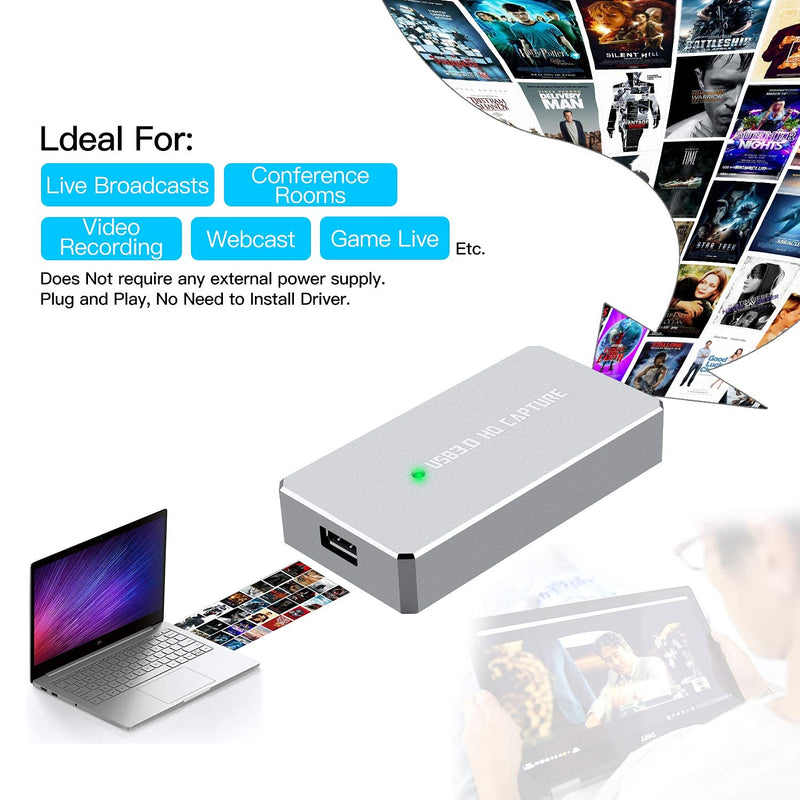  [AUSTRALIA] - TCNEWCL HDMI to USB 3.0 Capture Card, Broadcast Live Streaming Record and Game Capture Video Grabber Converter, Support 1080p 60fps for PS3/PS4, Xbox, Wii U