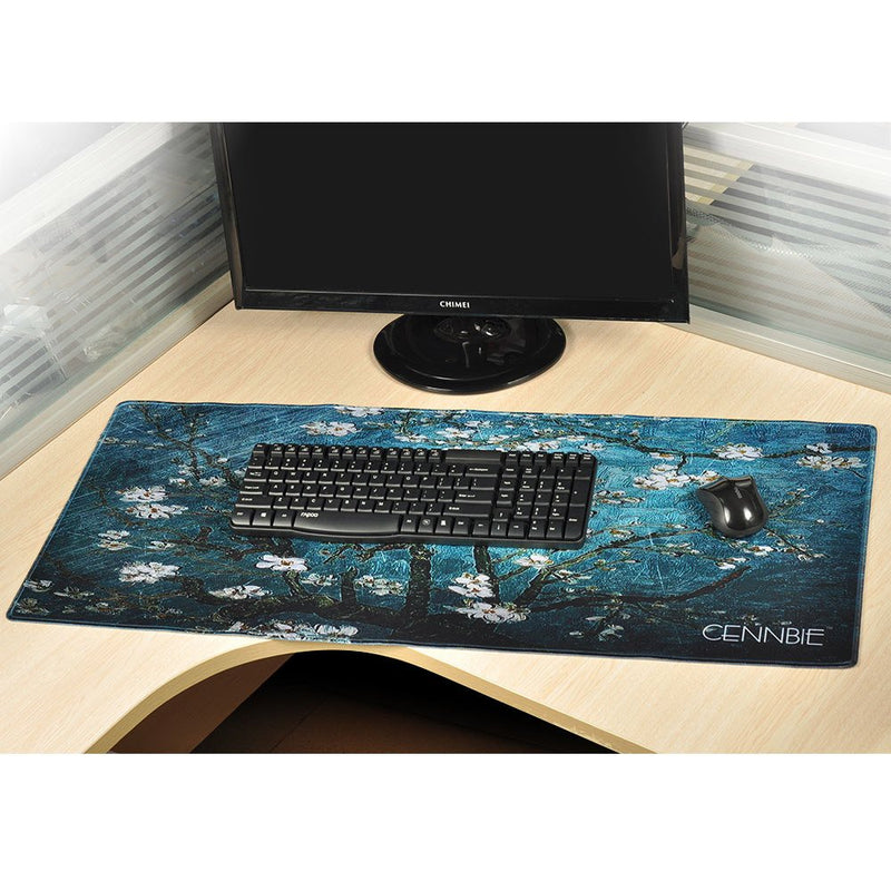 Cennbie Blossoming Almond Tree Rectangle Large Gaming Mouse Pad Extended Oblong Gaming Mousepad Mouse Mat in 895mm395mm1.8mm (Edge Stitched) Apricot blossom - LeoForward Australia