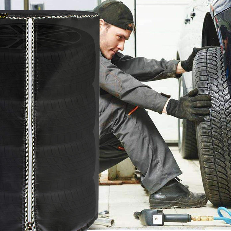 Mr.You Large Tire Cover,Tire Storage Bag & Seasonal Tire Cover,Waterproof Dust-Proof (Diameter 32-inch,Black Coated) Large(32in) black - LeoForward Australia