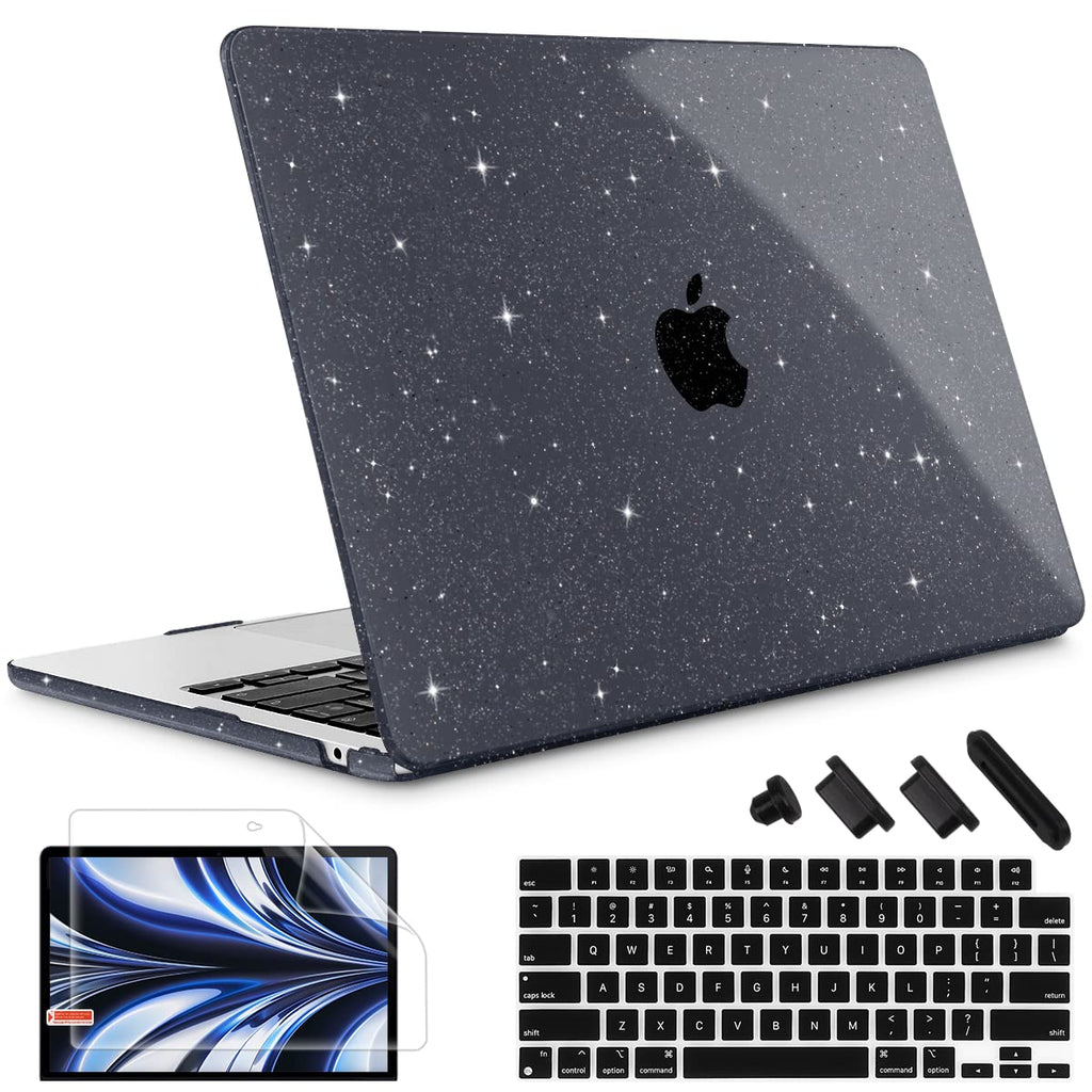  [AUSTRALIA] - May Chen Compatible with 2022 MacBook Air 13.6 Inch Model A2681, Plastic Hard Shell Case for MacBook Air 13 inch Apple M2 Clip with Liquid Retina Display Fits Touch ID, Crystal Black Glitter