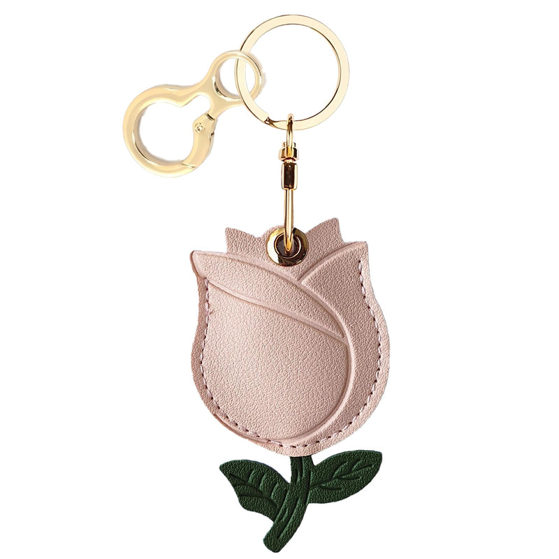  [AUSTRALIA] - Leather Keychain Holder Case Compatible with Apple AirTag, Cute Protective Air Tag Cover with Keychain Ring, Anti-Scratch Finder GPS Tracker Case for Wallet Keys(Flower-B) Flower-B