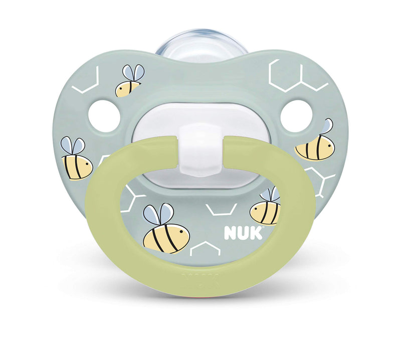 NUK Orthodontic Pacifier Value Pack, Boy, 0-6 Months, 3-Pack 0-6 Month (Pack of 3) Gray Bees - LeoForward Australia