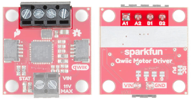  [AUSTRALIA] - SparkFun Qwiic Motor Driver I2C Plug and Play Breakout No Soldering required to control small DC Motors 1.2A Steady state drive per channel 1.5A Peak 2 channels 127 levels of drive strength 3.3V Logic