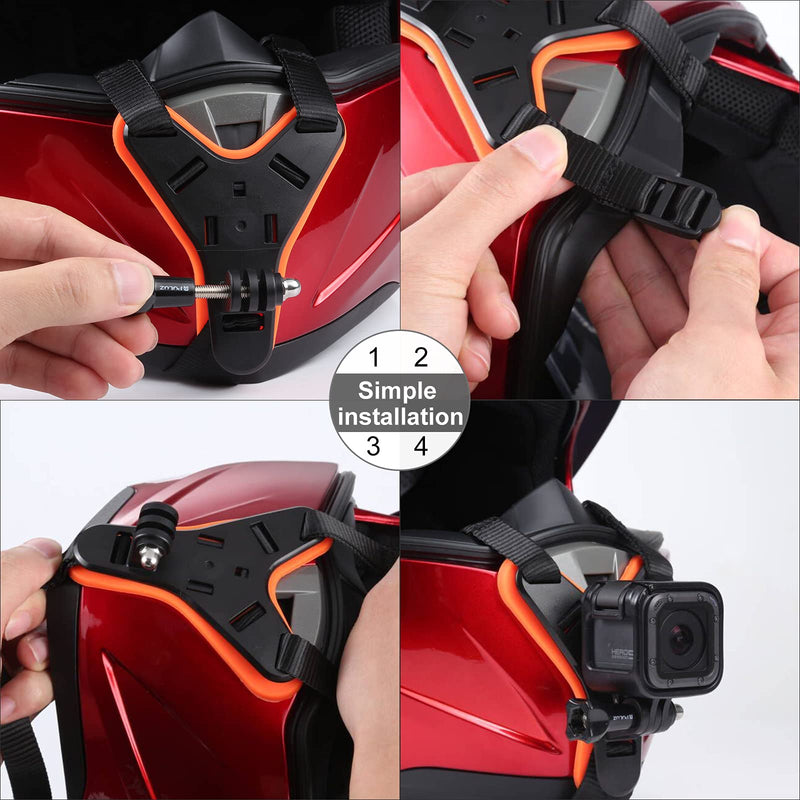  [AUSTRALIA] - PULUZ Motorcycle Helmet Chin Mount Kits Compatible with GoPro Hero 9/8/ 7/ 6 /5 /4 /3/ Hero Black/ Session/ Xiaomi Yi/ SJCAM Strap Belt Mount C