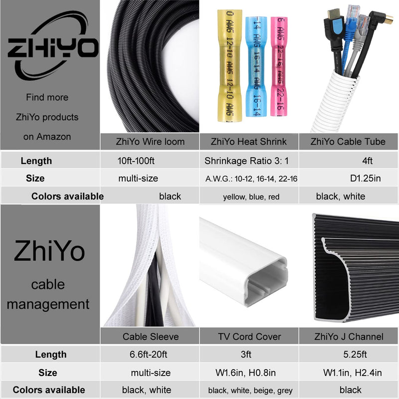  [AUSTRALIA] - ZhiYo 100 FT 1/4” Wire Loom Split Tubing Auto Wire Conduit Flexible Cover 100 FT 1/4” Black