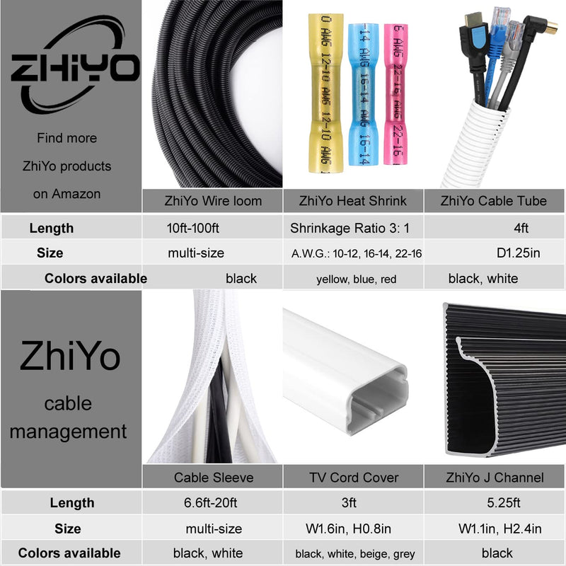  [AUSTRALIA] - ZhiYo 20FT 1/4” Wire Loom Split Tubing Auto Wire Conduit Flexible Cover | High Temperature Heat Resistant -40F to 257F | Plastic Cover for Electrical Wires & Cables, Black 20FT 1/4"