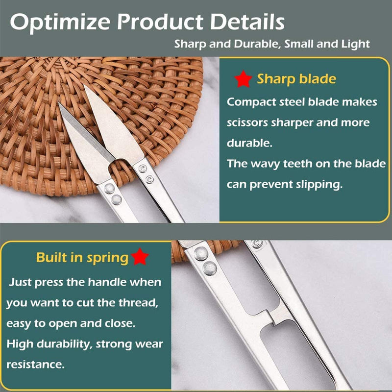  [AUSTRALIA] - Zittop 2pcs Premium Stainless Steel 4.2in U Sewing Scissors Clippers, Embroidery Yarn Scissors Mini Thread Sewing Cutter, Yarn Fishing Mini Small Snips Trimming Nipper Great for Stitch (Silver)