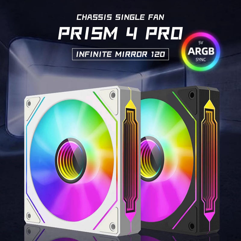  [AUSTRALIA] - TZMRIT Prism 4 Pro RGB Fan 120mm Black, PC Case Fan, 120 mm ARGB Fan, 5V 3PIN Motherboard Synchronizable 4PIN Mirror PWM Fan Black