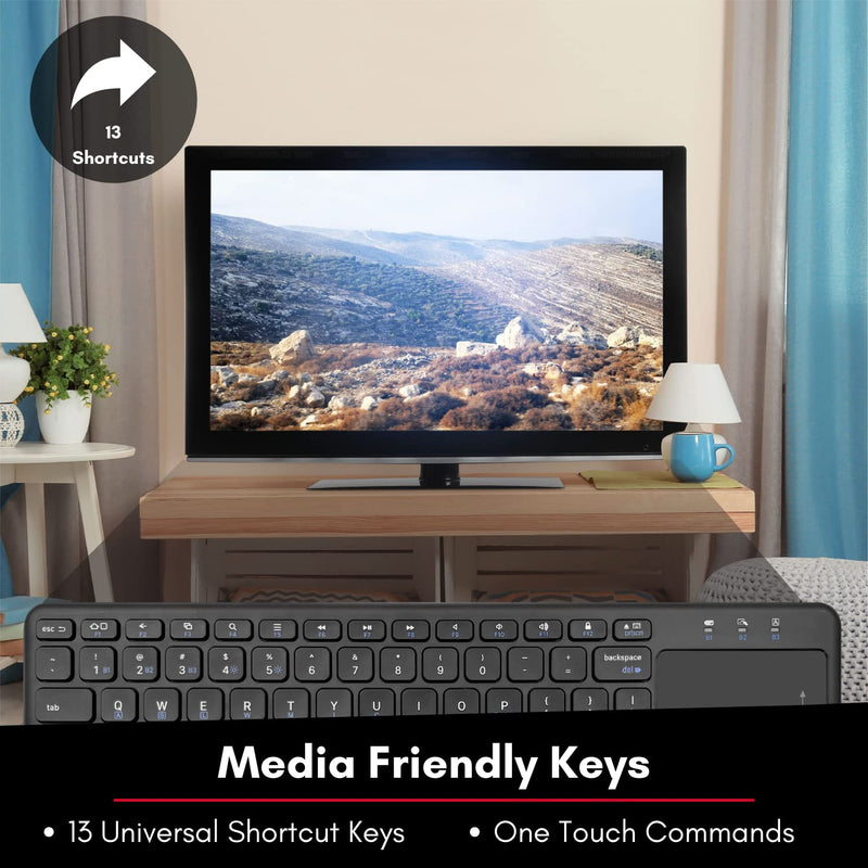  [AUSTRALIA] - Macally Bluetooth Keyboard with Touchpad, Perfect as Smart TV Keyboard for Easy Media Control - Multi-Device Wireless Keyboard with Trackpad for TV/Computers/Tablets/Phones