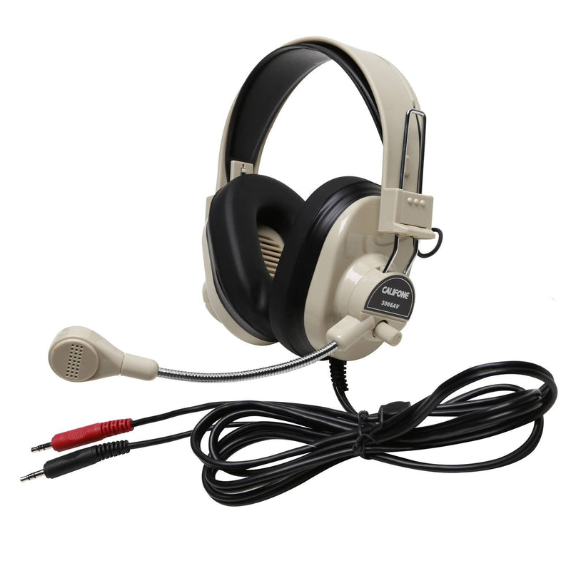  [AUSTRALIA] - Califone 3066AV Deluxe Multimedia Stereo Wired Over-the-head Headset, 3.5mm Plug, Black, White